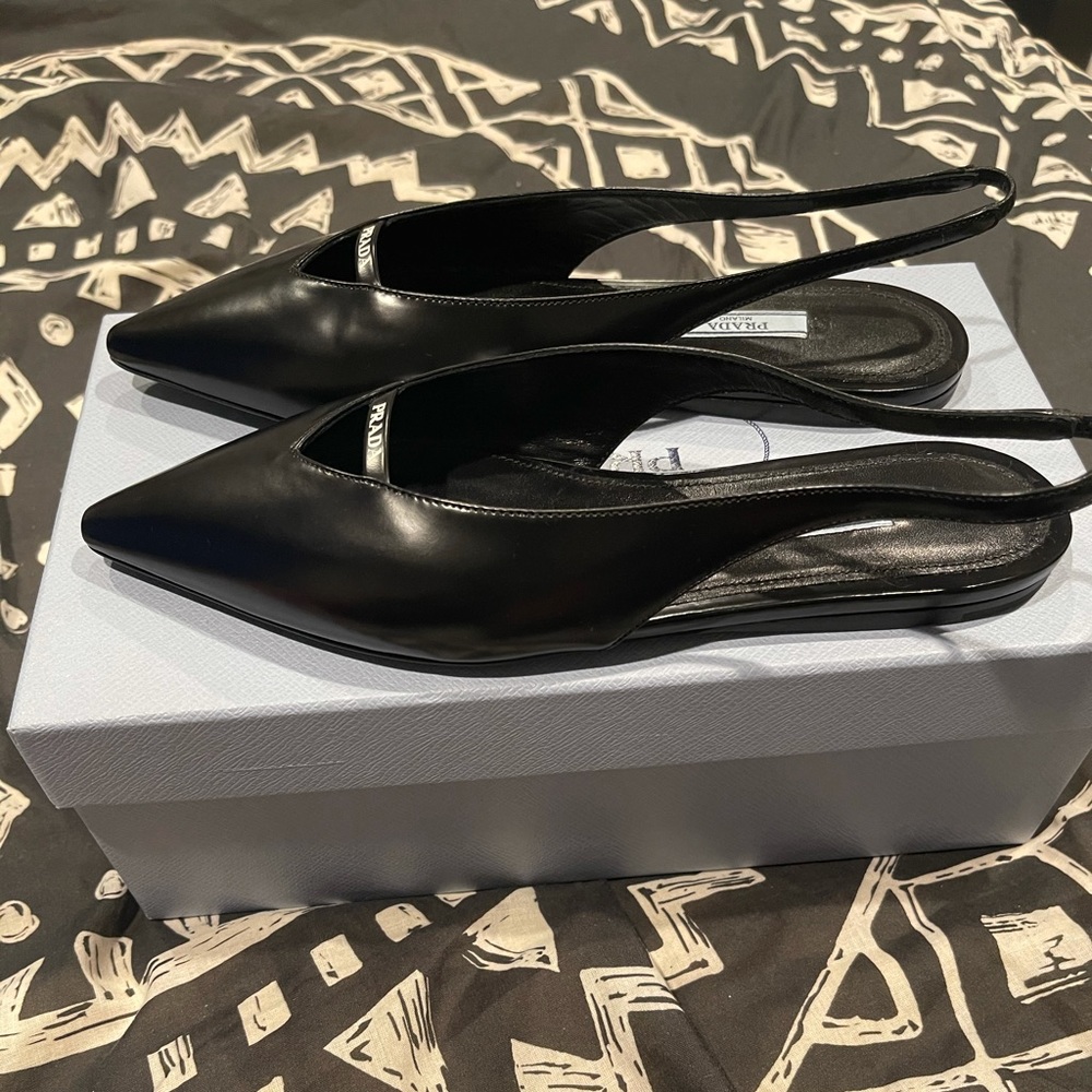 Prada leather slingback flat